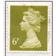 Great Britain Sc MH204 1993 6 p bright olive green QE II Machin Head stamp used