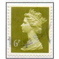 Great Britain Sc MH 205 1994 6p bright olive green Machin Head stamp used