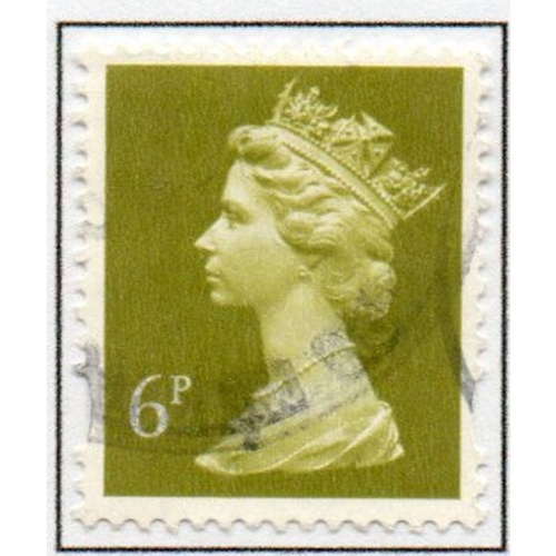 Great Britain Sc MH 205 1994 6p bright olive green Machin Head stamp used