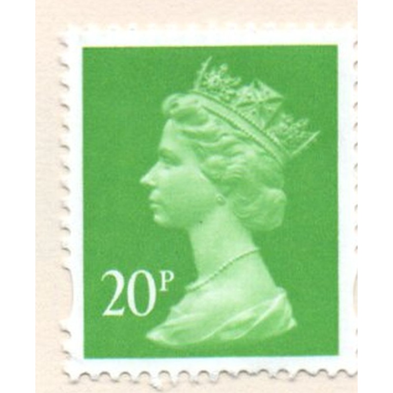 Great Britain Sc MH212 1996 20p bright yellow green QE II Machin Head stamp used