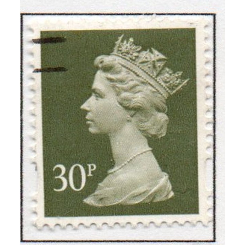 Great Britain Sc MH219 1993 30p olive green QE II Machin Head stamp used