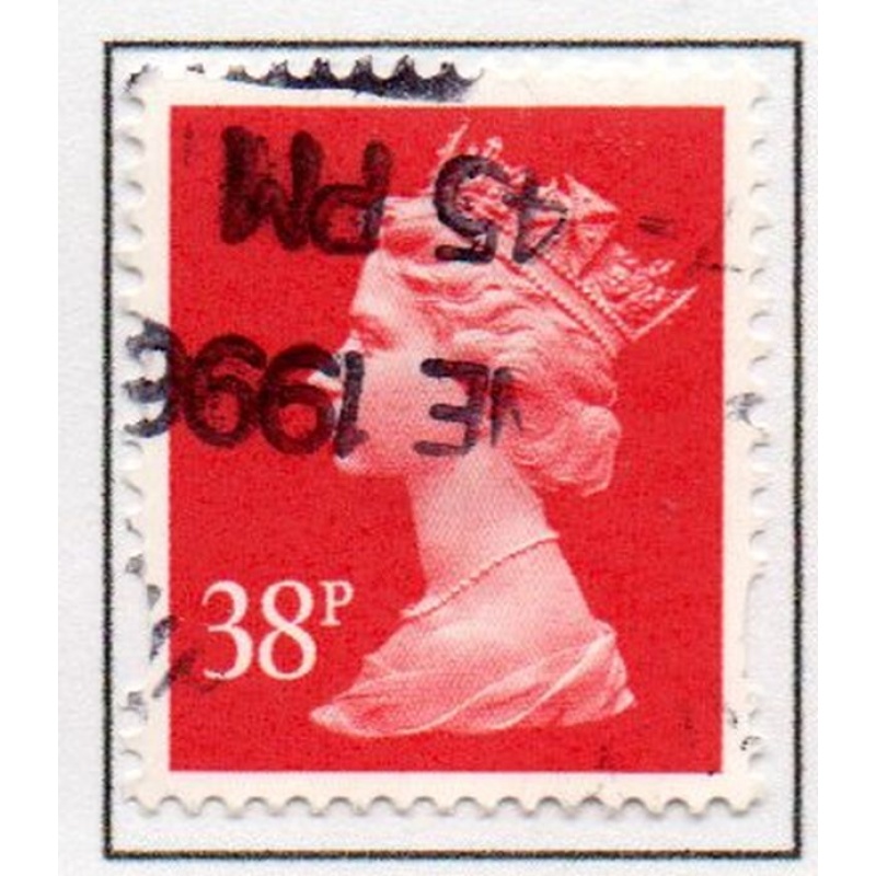 Great Britain Sc MH227 1993 38p red QE II Machin Head stamp used