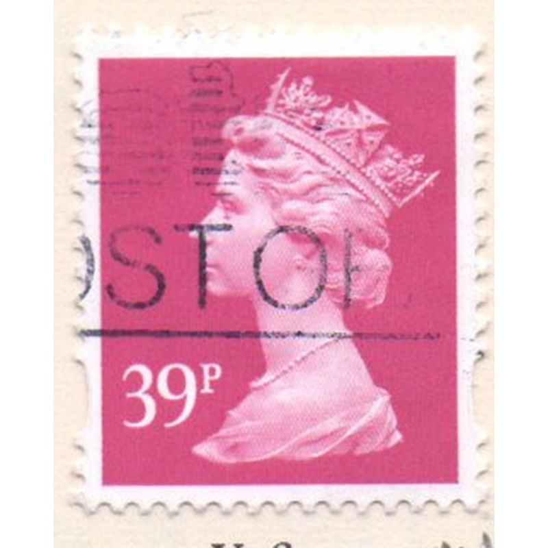 Great Britain Sc MH228 1996 39p bright pink QE II Machin Head stamp used