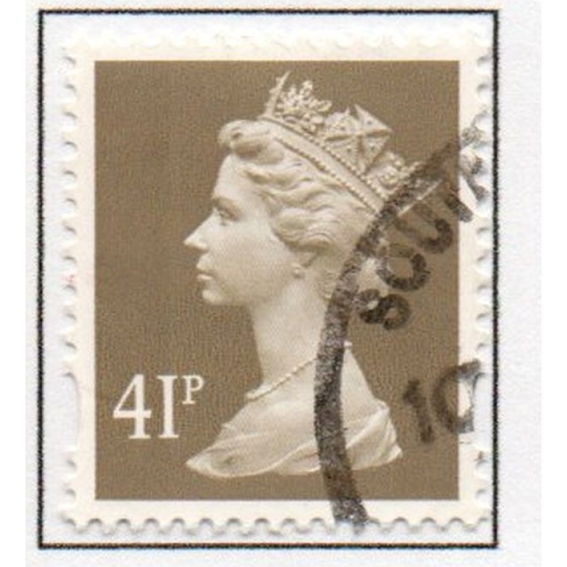 Great Britain Sc MH 230 1993 41p drab QE II Machin Head stamp used