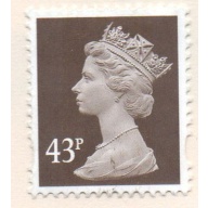 Great Britain Sc MH232 1996 43p dark brown QE II Machin Head stamp used