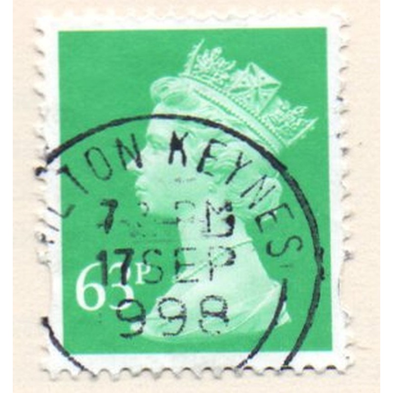 Great Britain Sc MH236 1996 63p bright green QE II Machin Head stamp used