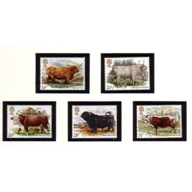 Great Britain Scott  1044-48 1984 Cattle  stamp set mint NH
