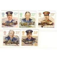 Great Britain Scott  1157-61 1986  RAF Commanders Airplanes stamp set mint NH