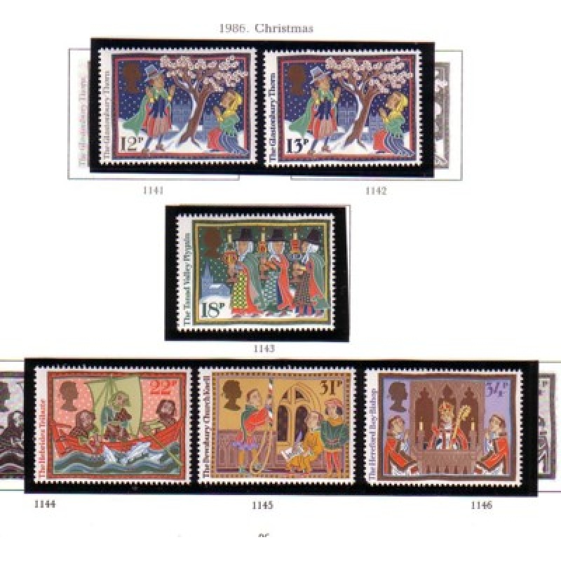 Great Britain Scott  1162-1167 1986 Christmas stamp set mint NH