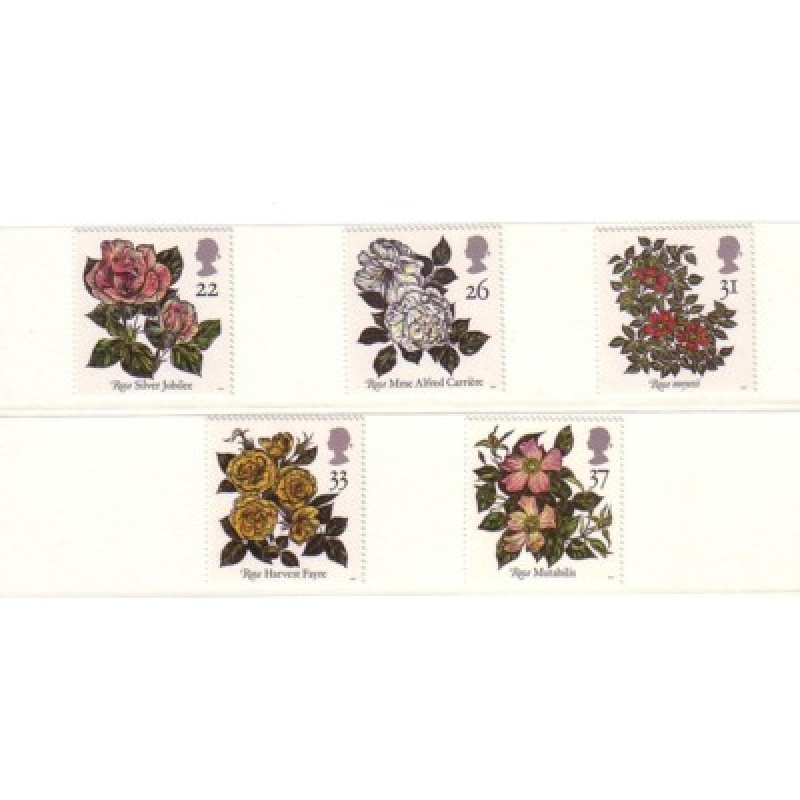 Great Britain Sc 1382-1386 1991 Roses stamp set mint NH