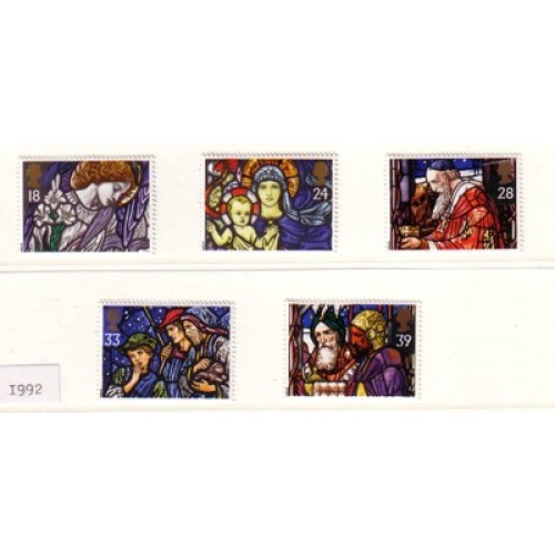Great Britain Sc 1468-1472 1992  Christmas stamp set mint NH