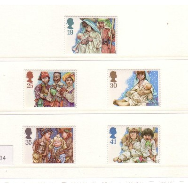Great Britain Sc 1581-85 1994 Christmas stamp set mint NH