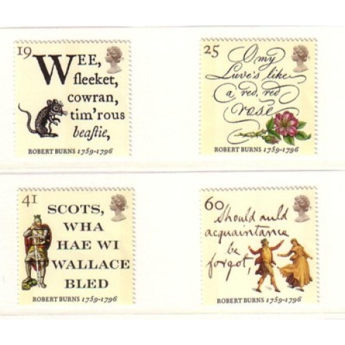Great Britain Sc 1639-1642 1996 Robert Burns mint NH