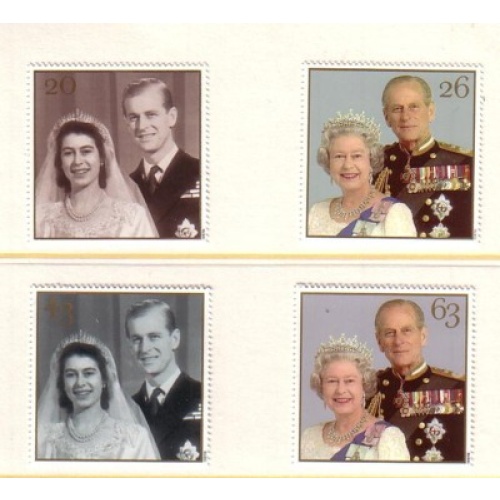 Great Britain Sc 1781-1784 1997 50th Anniversary QE II & Philip stamp set mint NH