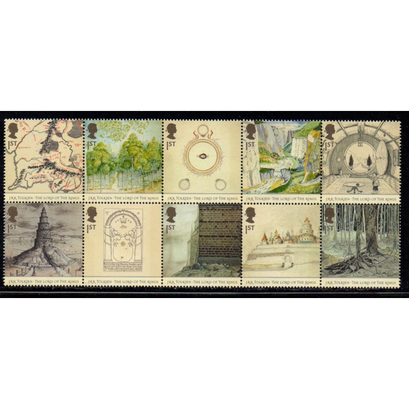 Great Britain Sc 2192a 2004 Lord of the Rings block of 10 stamps mint NH