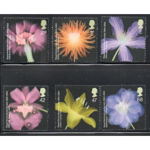 Great Britain Sc 2209-2214  2004 Horticultural Society  stamp set mint NH