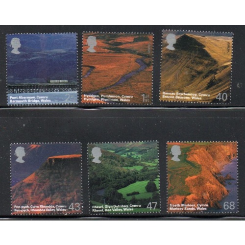 Great Britain Sc 2215-2220  2004 Wales Scenery stamp set mint NH