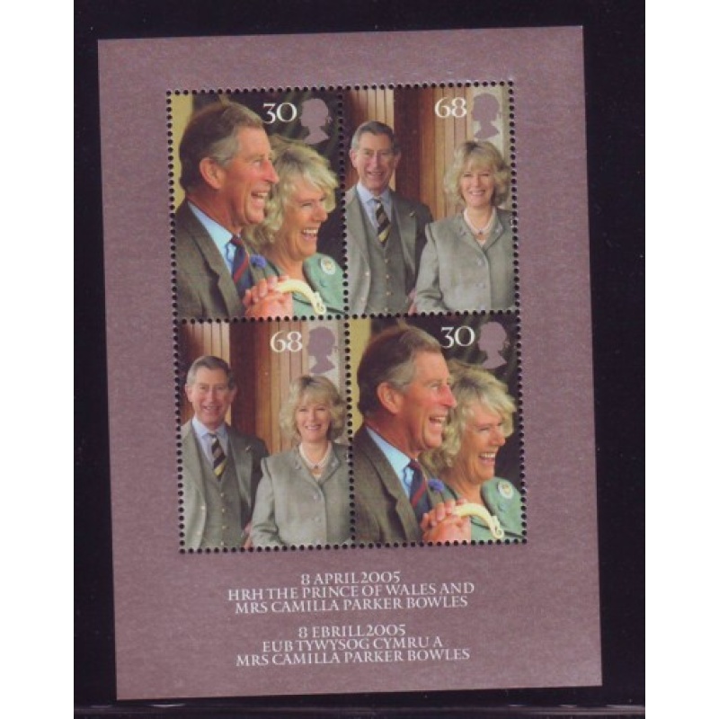 Great Britain Scott  2279 2005 Royal Wedding Prince Charles stamp sheet mint NH