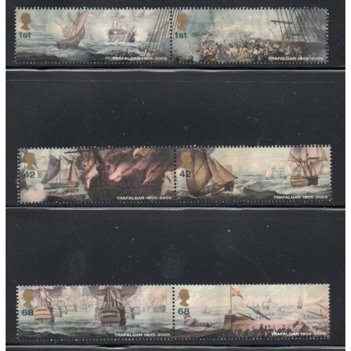 Great Britain Sc 2321-2326 2005 Battle of Trafalgar  Anniversary stamp set mint NH