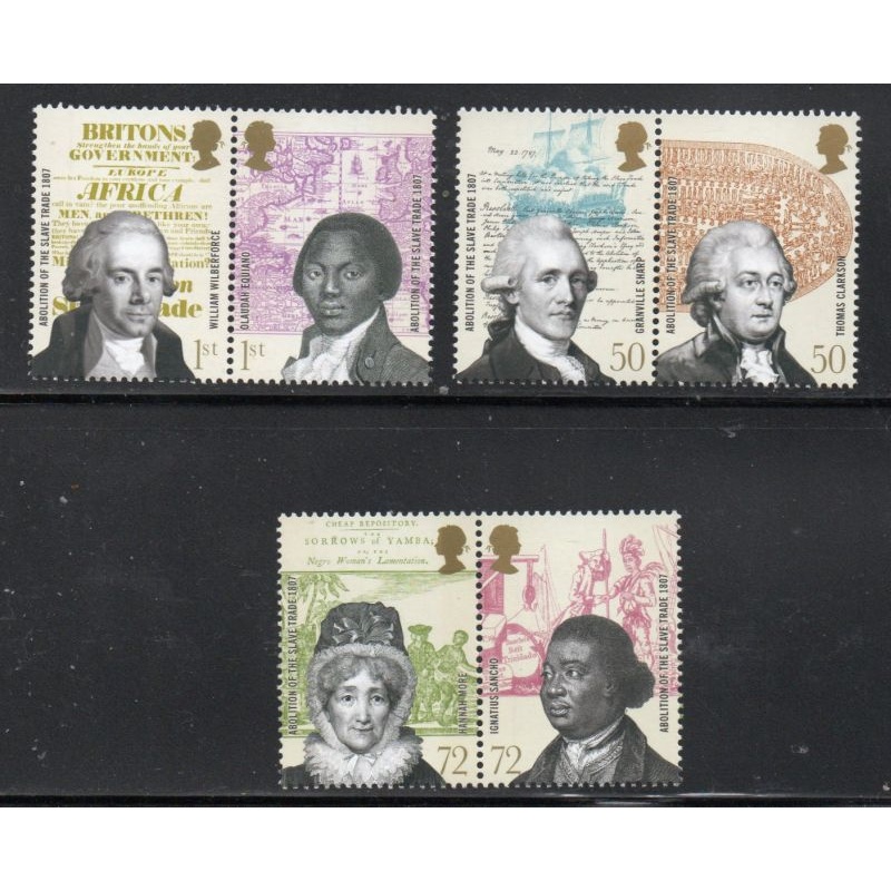 Great Britain Sc 2456-2461  2007 Slave Trade Abolition stamp set mint NH