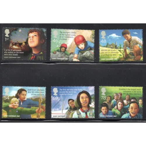 Great Britain Sc 2492-2497  2007 Europa Scouting stamp set mint NH