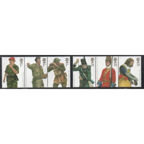 Great Britain Sc 2508-2513  2007 Army Uniforms  stamp set mint NH