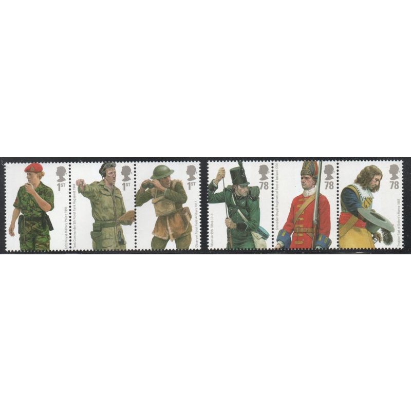 Great Britain Sc 2508-2513  2007 Army Uniforms  stamp set mint NH