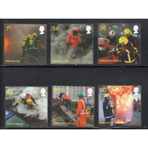 Great Britain Sc 2680-2685 2009 Fire & Rescue Services stamp set mint NH