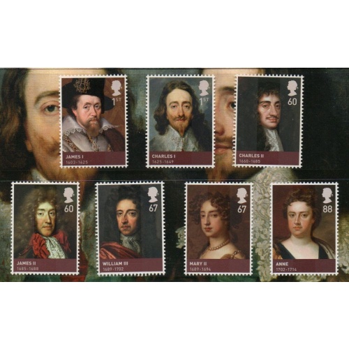 Great Britain Sc 2807-2813 2010 House of Stuarts Monarchs stamp set mint NH