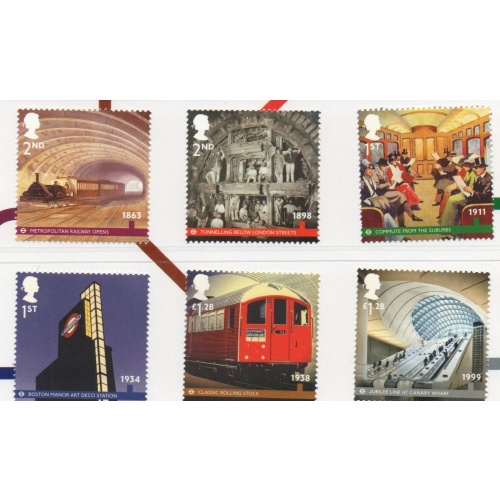 Great Britain Sc 3127-3132 2013 London Underground Posters stamp set mint NH