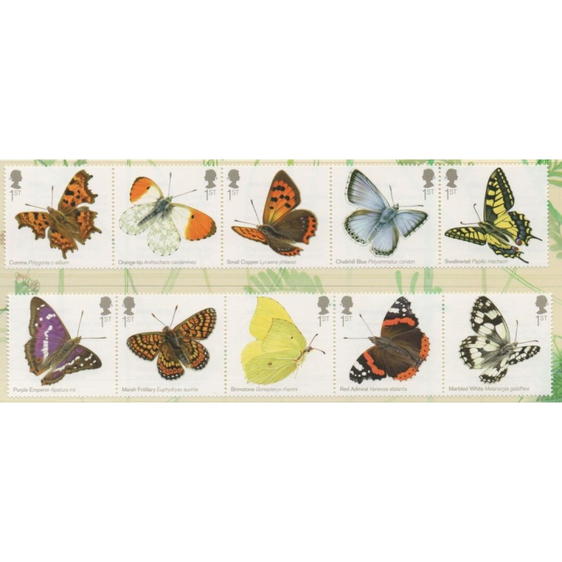 Great Britain Sc 3199-3208 2013 Butterflies stamp set mint NH