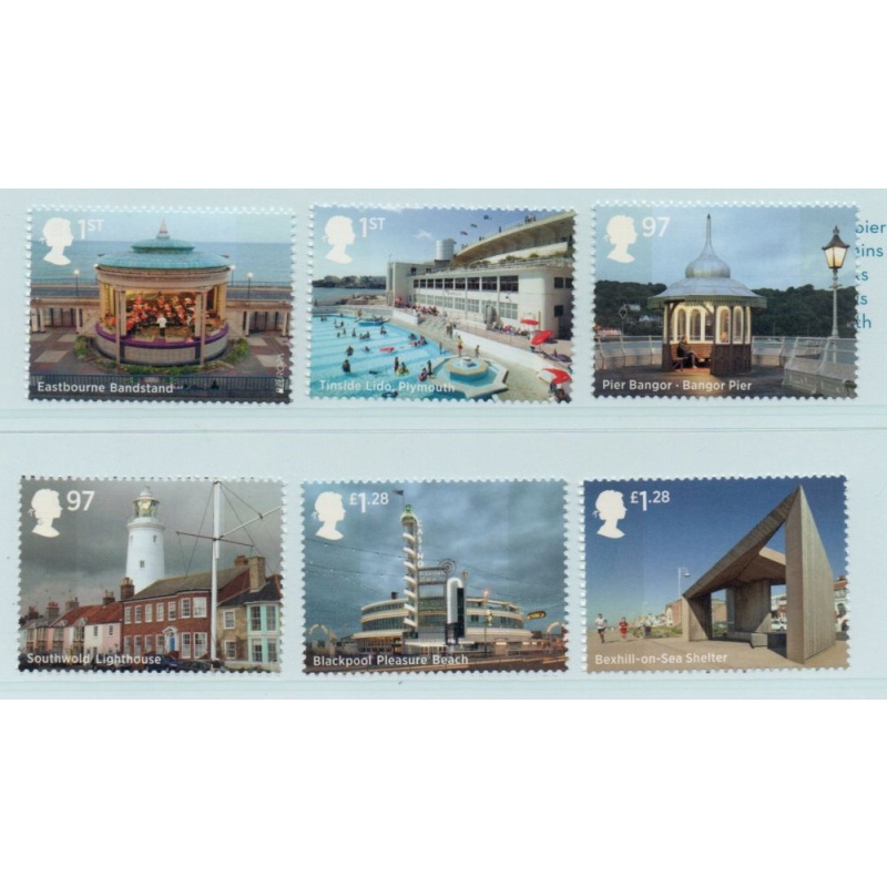 Great Britain Sc 3321-3326 2014 Seaside Architecture stamp set mint NH
