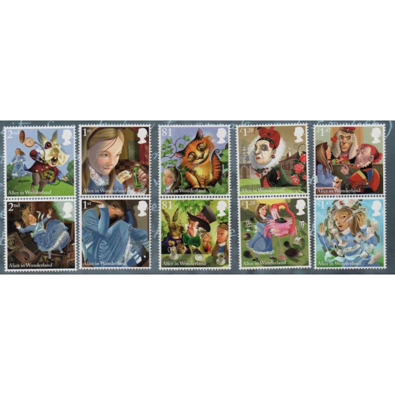 Great Britain Sc 3344-3353 2015 Alice's Adventures in Wonderland stamp set mint NH