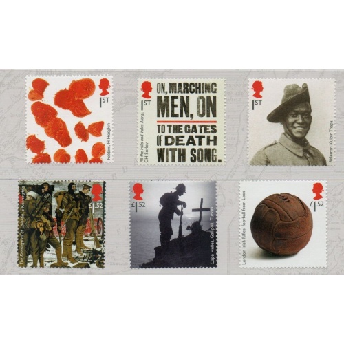Great Britain Sc 3397-3402 2015 World War I Anniversary stamp set mint NH