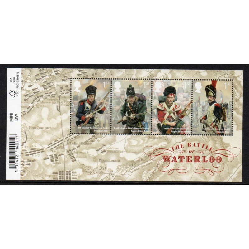 Great Britain Sc 3415 2015 Battle of Waterloo Anniversary stamp sheet mint NH