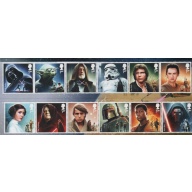 Great Britain Sc 3435-3446 2015 Star Wars stamp set mint NH