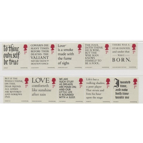 Great Britain Sc 3485-3494 2016 Shakespeare Quotations stamp set mint NH