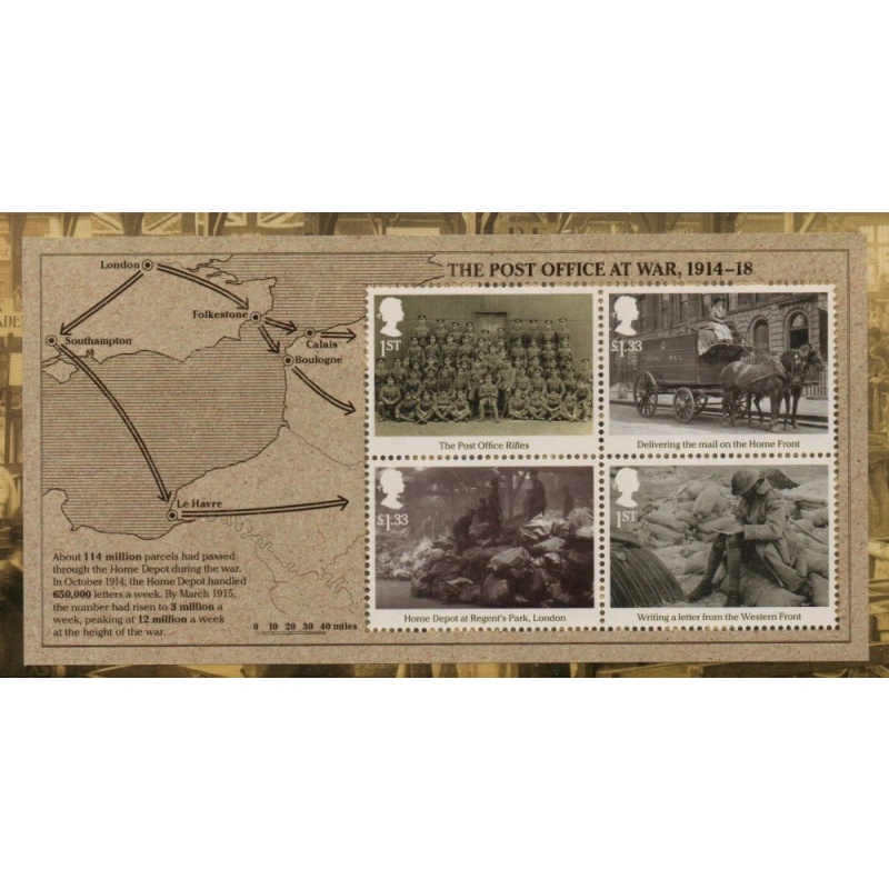 Great Britain Sc 3513 2016 Post Office at War stamp sheet mint NH