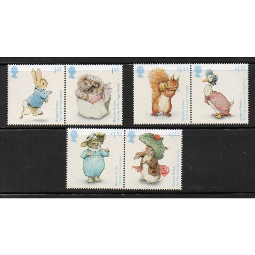 Great Britain Sc 3521-3526  2016 Beatrix Potter Characters stamp set mint NH