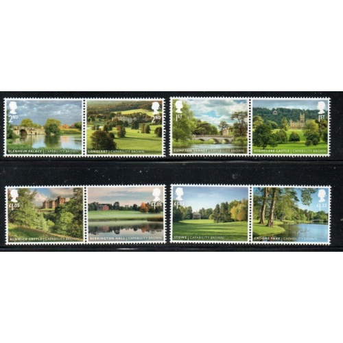 Great Britain Sc 3530-3537  2016 Landscape Gardens stamp set mint NH