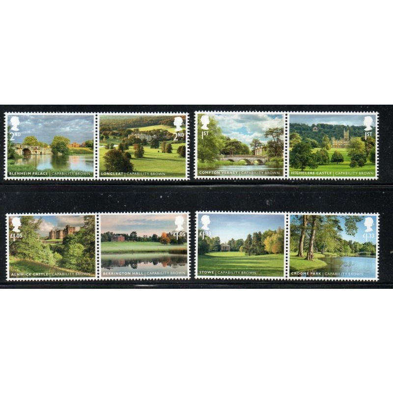 Great Britain Sc 3530-3537  2016 Landscape Gardens stamp set mint NH