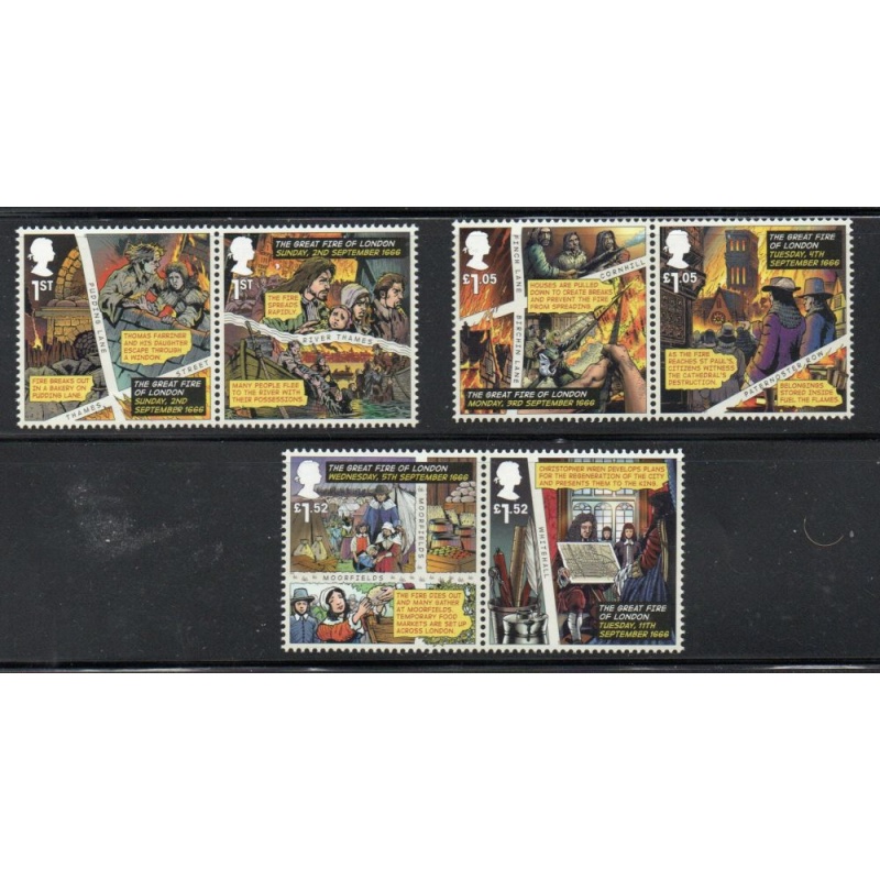 Great Britain Sc 3540-3545  2016 Anniversary Great Fire of London stamp set mint NH