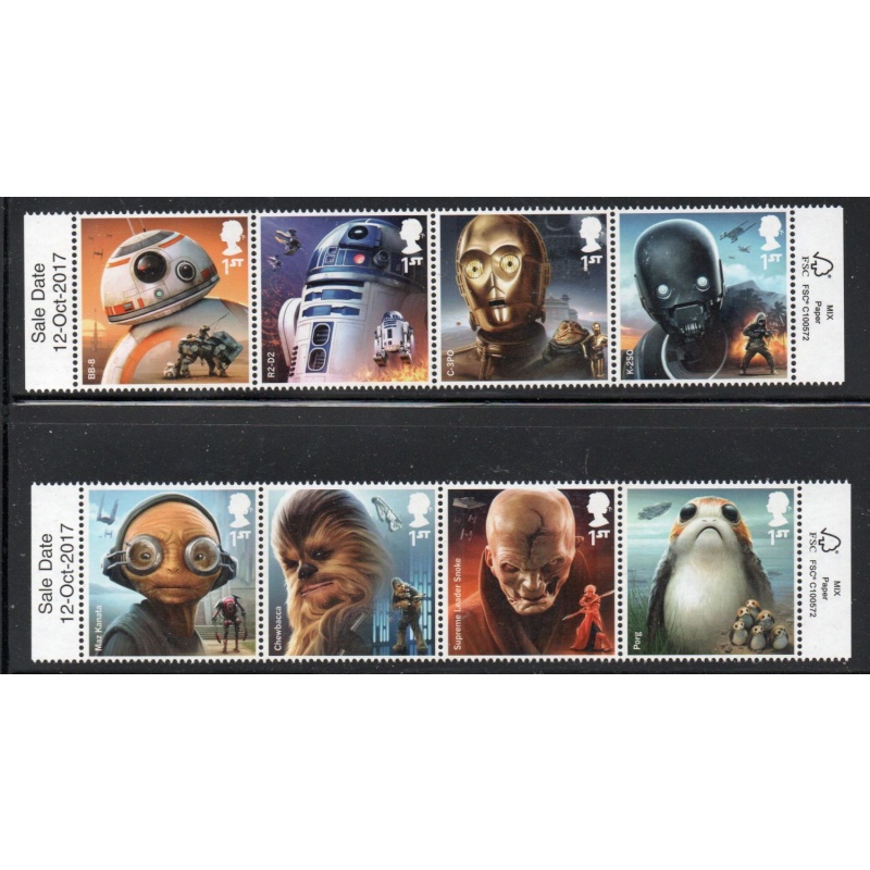 Great Britain Sc 3656-3663 2017 Star Wars Droids & Aliens stamp set mint NH