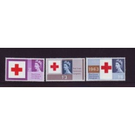 Great Britain Sc 398-400 1963 Red Cross stamp set mint NH