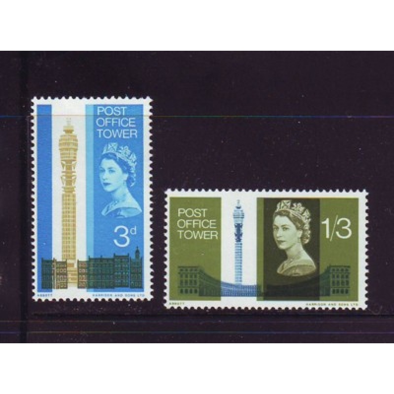 Great Britain Sc 438-439 1965 Post Office Tower stamp set  mint NH