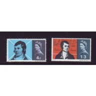 Great Britain Sc 444-445 1966 Robert Burns stamp set  mint NH