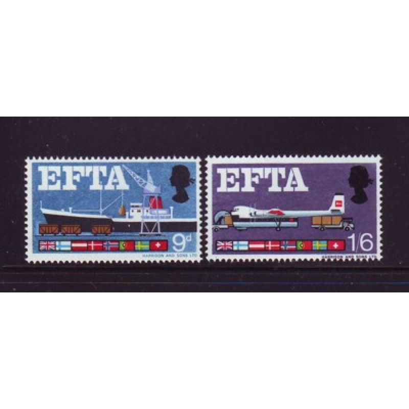 Great Britain Sc 480-481 1967 EFTA stamp set  mint NH