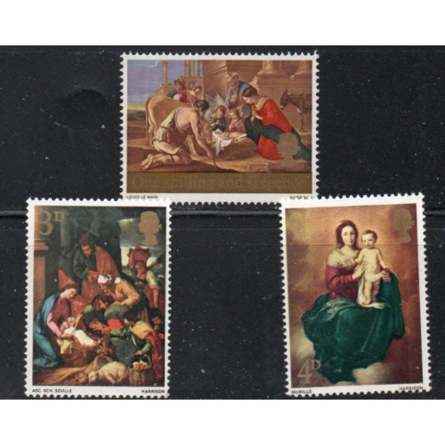 Great Britain Sc 522-524 1967 Christmas stamp set  mint NH