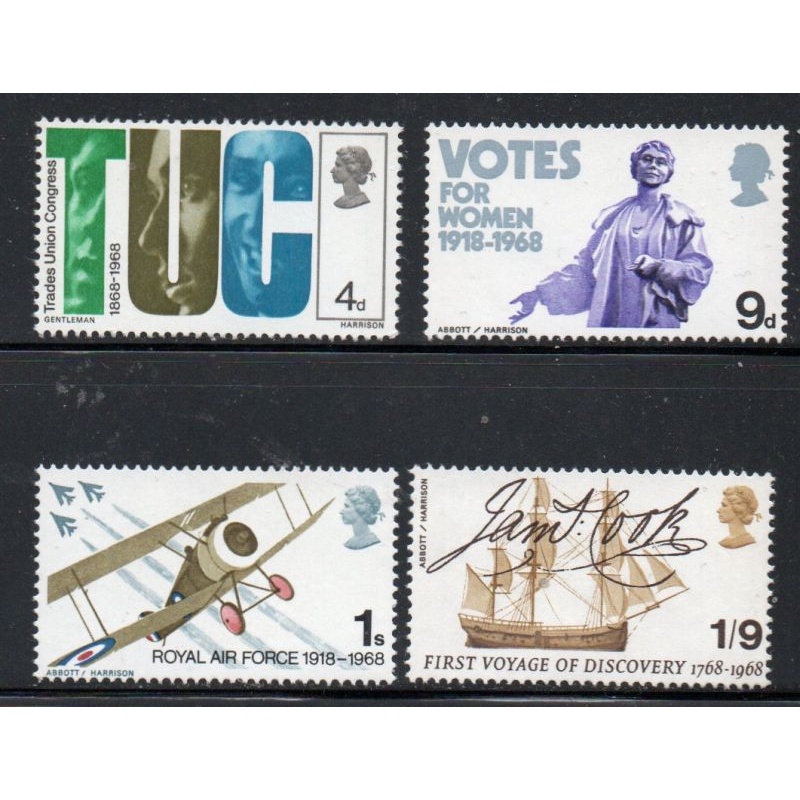 Great Britain Sc 564-567 1969 Anniversaries stamp set mint NH