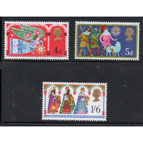 Great Britain Sc 605-607 1969 Christmas stamp set  mint NH
